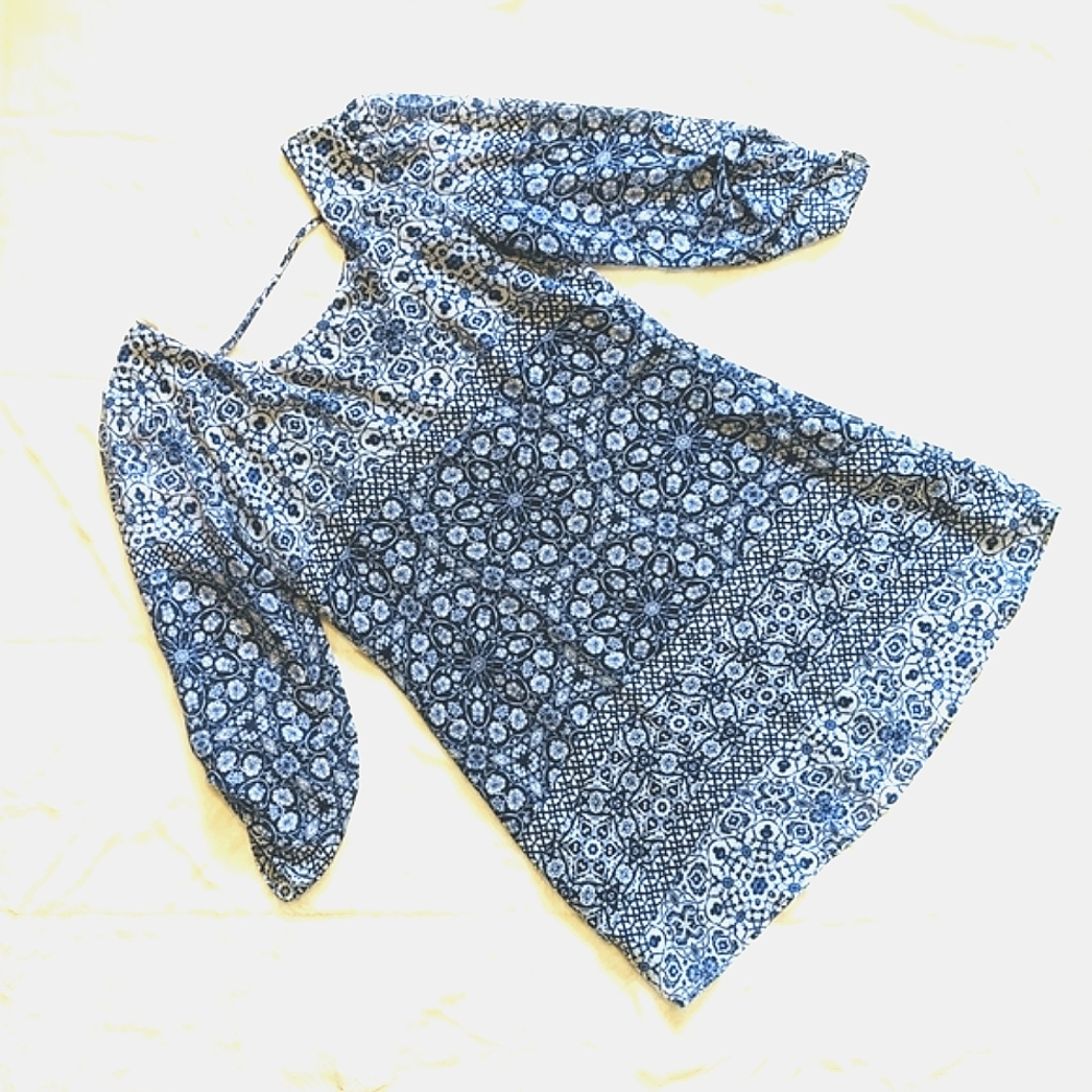 Speechless Floral Geo Tunic Top Dress XS / Sm Festival Boho Cottage Core Blue
